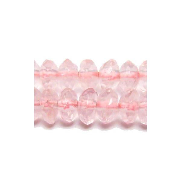 天然石ビーズ　ローズクォーツボタンカット  3x6mm　1粒売り/バラ売り