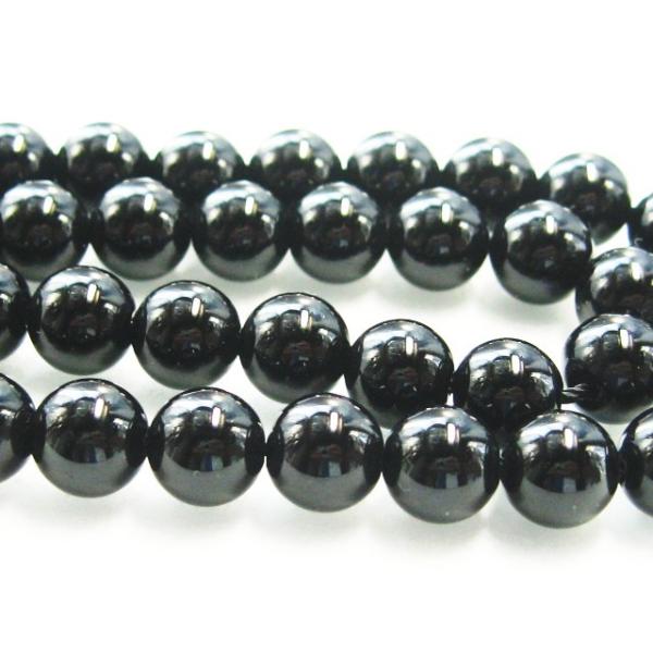 天然石ビーズ モリオン (黒水晶) 8.0mm 半連/24粒 丸玉 チベット