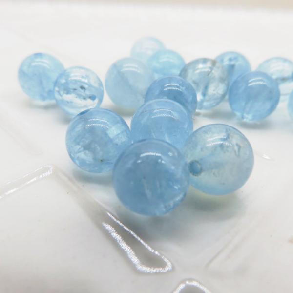 アクアマリン 8.0mm ランク-AAA 1粒売り クリアータイプ 天然石ビーズ 丸玉 穴空き アクセサリー パーツ パワーストーン