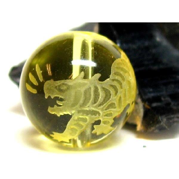 四神彫刻ビーズ  シトリン彫刻(白虎)１1.5mm/１個