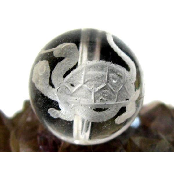 高級彫刻ビーズ 四神彫刻 水晶 12mm玉　【玄武】　1粒