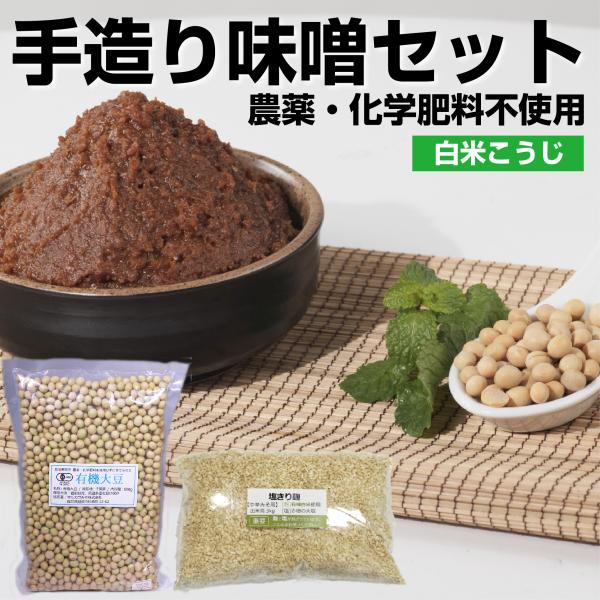 無農薬 有機栽培使用 手作り味噌セット (白米麹) 出来上がり 無農薬 有機栽培使用 手作り味噌セット (白米麹) 出来上がり