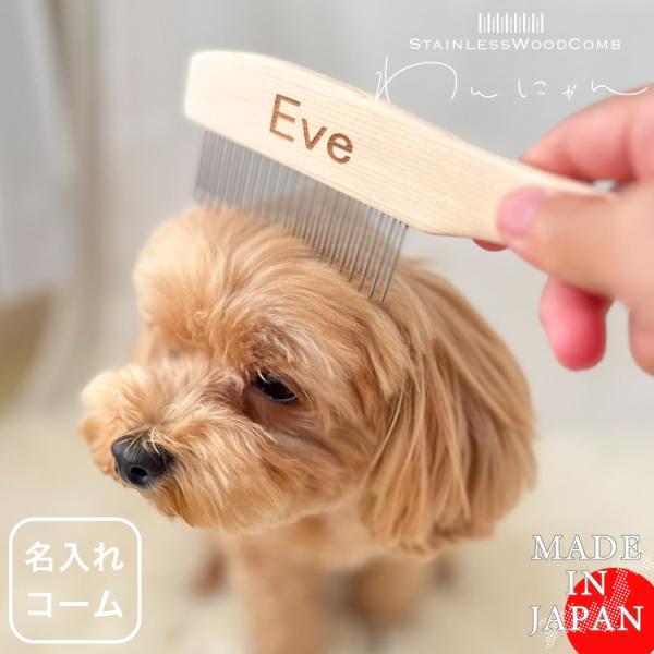 ペット 名入れ ブラシ ペット用 コーム わんにゃん ステンレス ひのき 皮膚を傷つけない マッサージ効果 犬 猫 トイレ 小型犬 中型犬 大型犬 室内飼育