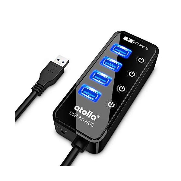 他サイト： atolla USB3.0ハブ 4ポート5Gbps高速データ転送 USB HUB 3.0 の 増設 + 1充電ポート、独立スイッチ付 バスパワーの商品画像