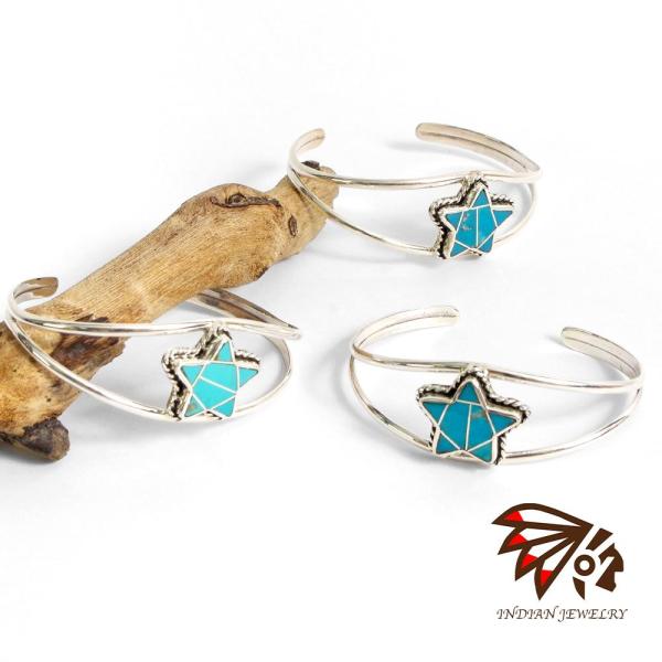INDIAN JEWELRY インディアンジュエリー Navajo Turquoise star bangle James Maygoats ナバホ ターコイズスターバングル ジェームス・メイゴート作