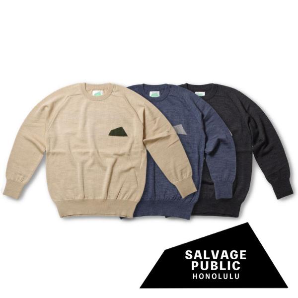 20%OFF SALVAGE PUBLIC (サルヴェージ・パブリック) Wool Jacquard Crewneck Knit (PARADISE NOW) ウールジャカード クルーネックニット パラダイスナウ