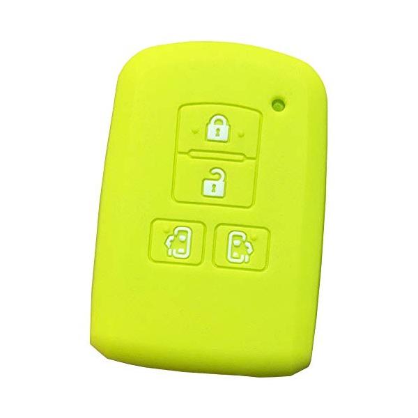 Ikt トヨタ車用 スマートキーシリコンカバー 4ボタン両側スライド イエローグリーン ヴォクシー ノア エスクァイア アルファード ヴェル