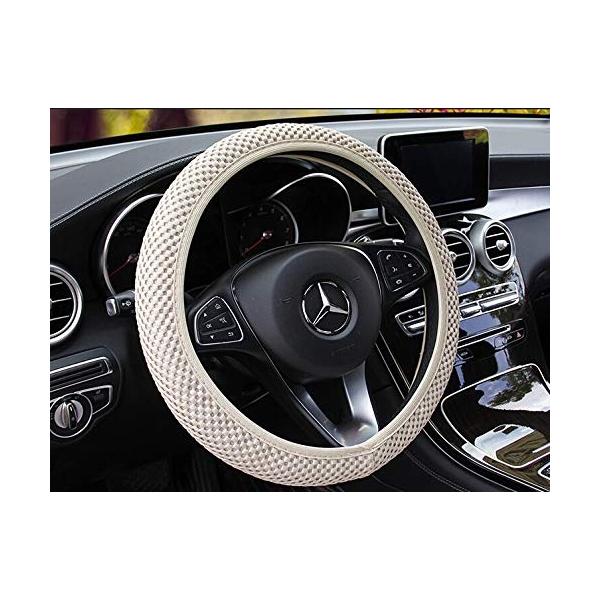 ハンドルカバー 車ハンドルカバー ステアリングカバー エアーメッシュ生地 汚れ 男女兼用 滑り防止 エコ 握りやすい 高弾力 耐久性 安全性 通気性