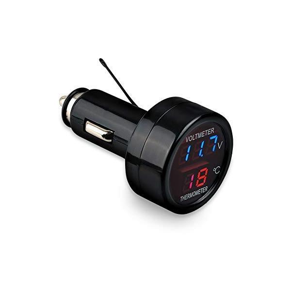 シガーソケット 電圧計 デジタル 温度計 バッテリーチェッカー 日本正規代理店品 12v 車 24v 車内 ブルー レッド