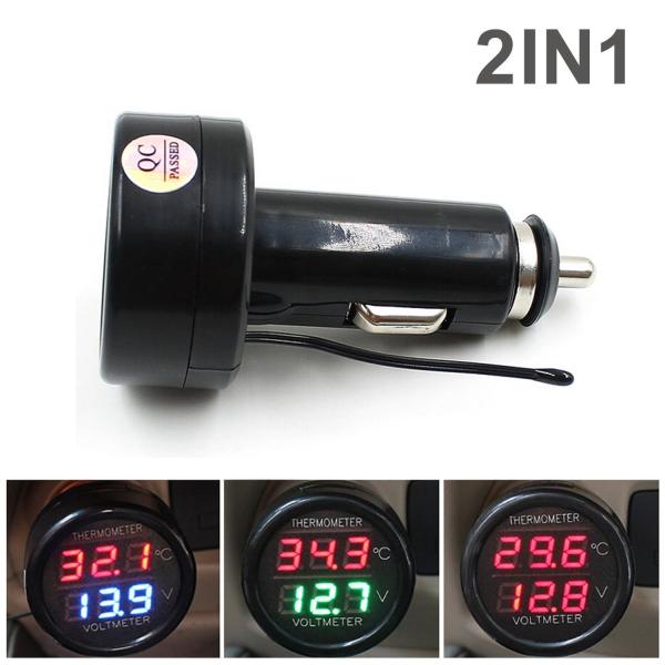 シガーソケット 電圧計 デジタル 温度計 バッテリーチェッカー 日本正規代理店品 12v 車 24v 車内 ブルー レッド