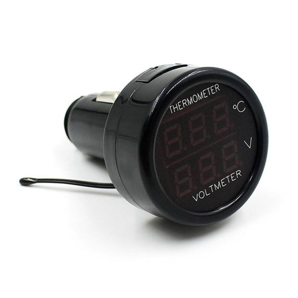 シガーソケット 電圧計 デジタル 温度計 バッテリーチェッカー 日本正規代理店品 12v 車 24v 車内 ブルー レッド