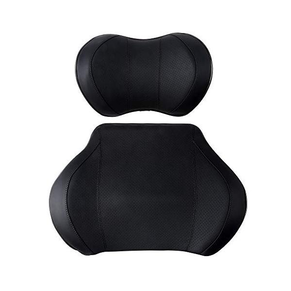 Catland 車用 ネックピロー クッション 低反発 柔らかい ウレタン Pu 腰枕 背当て 背もた ヘッドレスト おしゃれ レザー アウトレット品 首枕