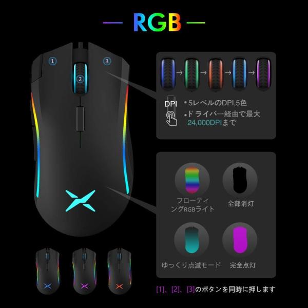 ゲーミングマウス Delux 光学式 Usb有線 送料0円 マウス Rgbカラーバックライト 高精度ターゲティング 6段調節可能dpi最 7ボタン
