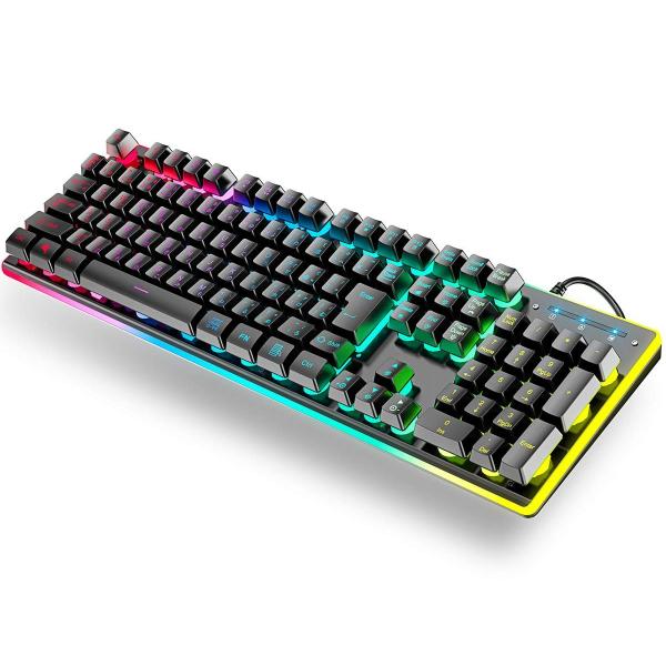 ゲーミングキーボード 有線 106キー日本語配列 年末年始大決算 25キー防衝突 Pc用キーボード ゲーム用 Rgb1680万色 6種類led色変え 仕事用