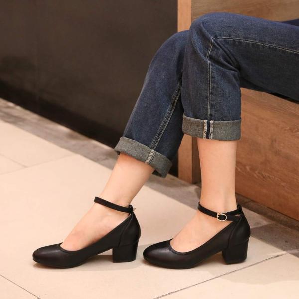 Sydowey 走れるパンパス 履きやすい 通勤靴 アンクルストラップ レディースパンプス 走れるヒール ローヒール セール価格 レディース パンプス