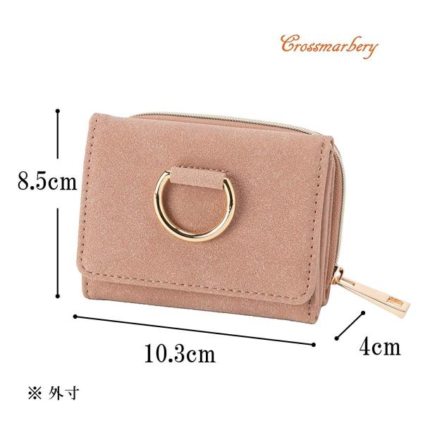 クロスマーベリー リングデザイン ミニ財布 コンパクト 三つ折り財布 ファスナー付き 小銭入れ レザー 売れ筋ランキング カード収納 おしゃれ か 合皮 上品