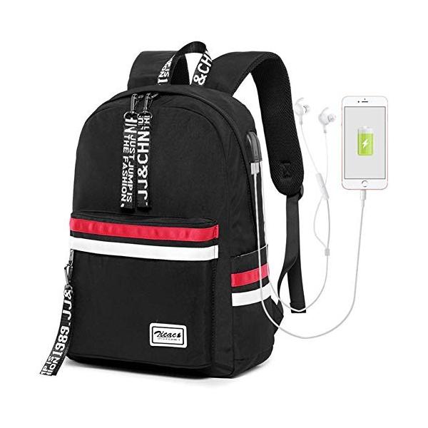 Zicac リュック デイパック レディース メンズ おしゃれ 大容量 多機能 Pcリュック Usbポート お気にいる カジュアル 黒 イヤホンポート