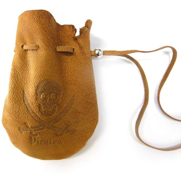 Jajaboon パイレーツ財宝袋 ゴート 山羊皮 巾着 茶 コインケース スピード対応 全国送料無料