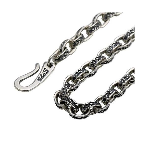 Silverkyasya シルバー925素材 唐草模様 ネックレス 925 チェーン アラベスク 彫り シルバーネックレス 925 ペーパ Runnit