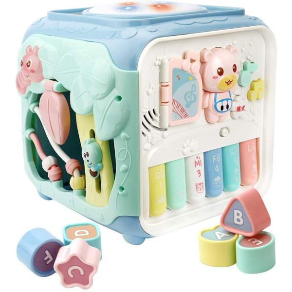 Tugo 子供おもちゃ 知育玩具 多機能音楽おもちゃ 音楽ボックス オモチャ 知恵おもちゃ 6面遊べる 型はめ はめ込みパズル 音の出るおも Jsonic Ca