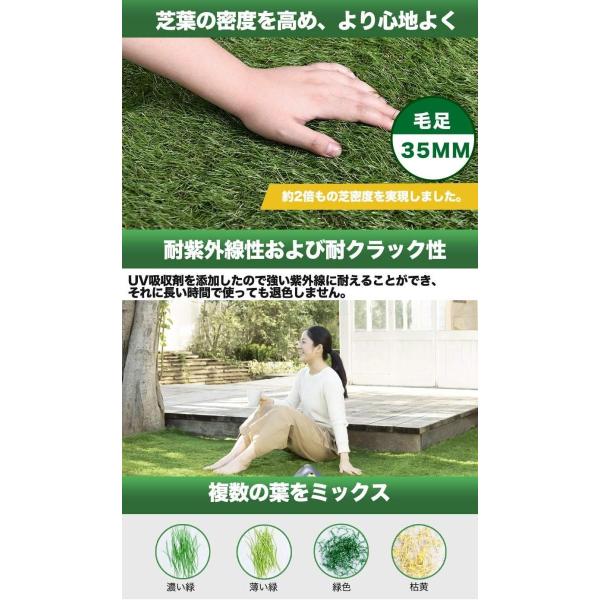 Hugoo 人工芝 リアル ロール 芝丈35mm 密度2倍 庭 ガーデニング 芝生 マット 屋上 テラス ベランダ バルコニー ガーデン 超人気 シ