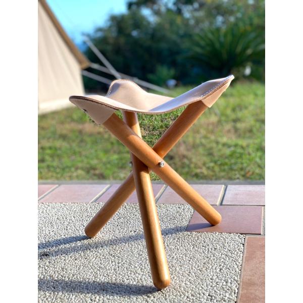 ヌメ革の折り畳み椅子 ROMO ロモ　sansa chair サンサチェアー c413f3ca36210abb0e47e96c1da502