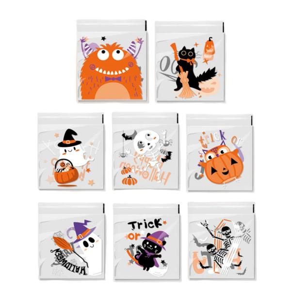 ハロウィン ラッピング 袋 10*10cm 自粘着バッグ 40枚入り 小分け袋 キャンディー お菓子 包装 チョコレート クッキー かぼちゃ 幽霊 小物入れ