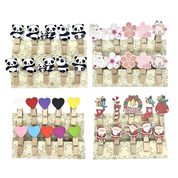 [多様な図案、かわいい精緻]サンタクロース、クリスマスオーナメントなど、さまざまな図案が含まれており、どれも可愛く精緻に設計されており、あなたの異なる装飾ニーズに対応しています。[多機能用途]これらのミニウッドピンチは写真をぶら下げるだけで...