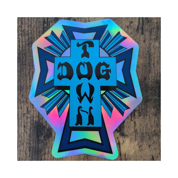【ST-1004】Dogtown Skateboard ドッグタウン STICKER スケートボード ステッカー CROSS LOGO ホログラム BLUE 10cm■カラーブルー（ホログラム）■サイズ縦10cm×横8.3cm※稀に折れ、印...