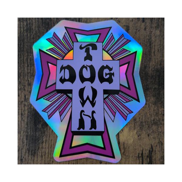 【ST-1005】Dogtown Skateboard ドッグタウン STICKER スケートボード ステッカー CROSS LOGO ホログラム PURPLE 10cm■カラーパープル（ホログラム）■サイズ縦10cm×横8.3cm※稀に折...