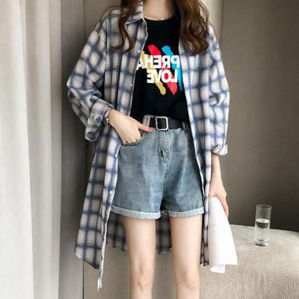 チェック柄 シャツワンピース ロング チェック柄 ホワイト 白 Mサイズ