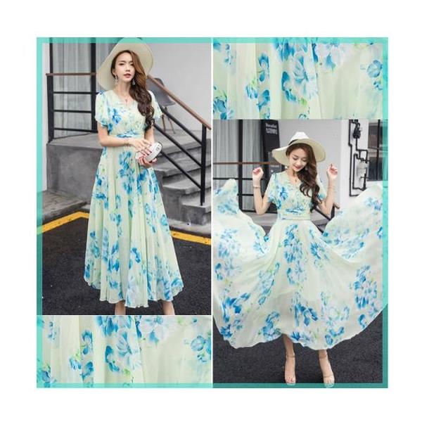 レディース マキシ ワンピース M 白 青 花柄 シフォン フレア袖 エレガント ドレス ワンピ Buyee Buyee Japanese Proxy Service Buy From Japan Bot Online