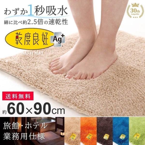 足拭きマット 大判 洗える 約60×90cm 業務用 バスマット乾度良好 Ag+