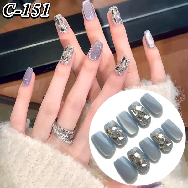 ネイルチップ ショート ミディアム ワンカラー ミラーネイル ブライダル つけ爪 結婚式 成人式 シンプル オフィス 青 水色 ブルー かわいい マットカラー 韓国