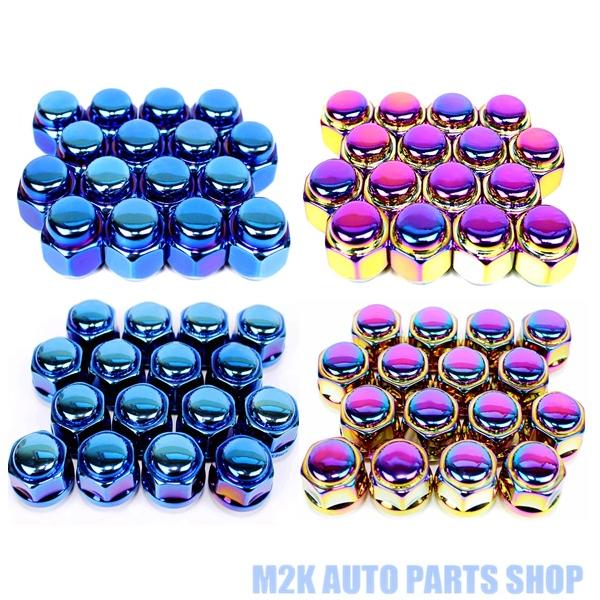 ホイールナット 16個 カラー ショートナット ネオクローム チタンブルー アルファナット メッキ P1.5 P1.25 19HEX 21HEX ムーブ タント ミラ