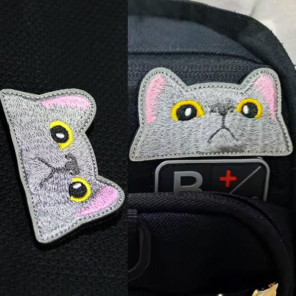 パッチ ワッペン アップリケ M 猫 ネコ ベロクロ 刺繍パッチ ジャケット パーカー ジーンズ 柔術着 BJJ 着物 柔術衣