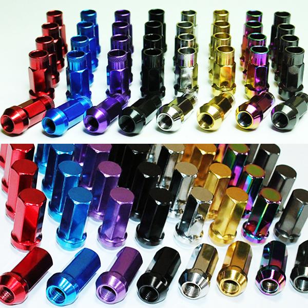 速達 レーシング 45mm スチール ホイールナット 16個 17HEX M12 レッド ブルー ブラック ゴールド シルバー チタン ネオクローム P1.5 P1.25