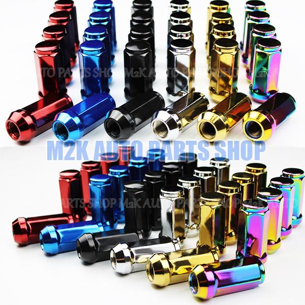 49mm スチール ホイールナット 20個 袋ナット M12 レッド ブルー ブラック ゴールド シルバー ネオクローム P1.5 P1.25