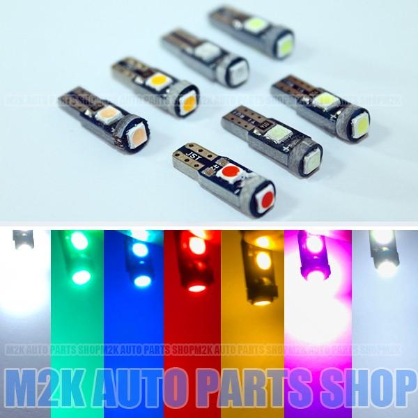 カラー バルブ 3SMD T5 T6.5 LED エアコン メーター スイッチ インジゲーター ポジション 球 広角照射 SMD タイプ 4個