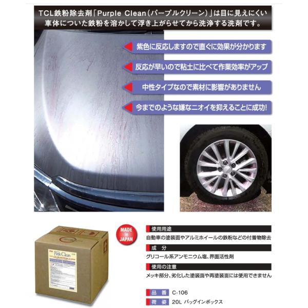 鉄粉除去剤パープルクリーン 20L C-106 アルミホイール ボディ 鉄粉除去 コーティング DIY 洗車 TIPTOP チップトップ プロ用 業務用