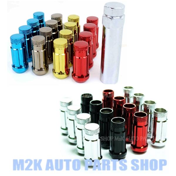 ホイールナット 45ｍｍ ロックナット カラー アルファロック スチール ナット貫通 袋 16個 P1.5 P1.25 フルロック ロング