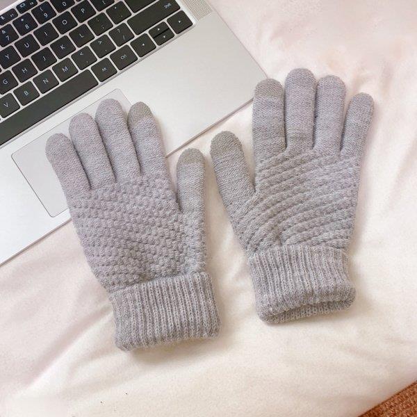 男性女性タッチスクリーン冬の雪の手袋暖かく厚いニット断熱グレー Stktbkr133 M5103 通販 Yahoo ショッピング