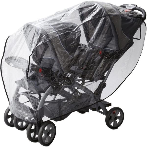 日本育児 2人乗りベビーカー用 レインカバー 縦型 2人乗り用の大きなレインカバー