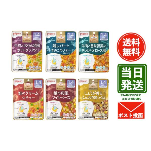 ピジョン 食育レシピ 　ベビーフード　離乳食　(1歳4ヶ月頃から 100g 6種類×1 計6個)