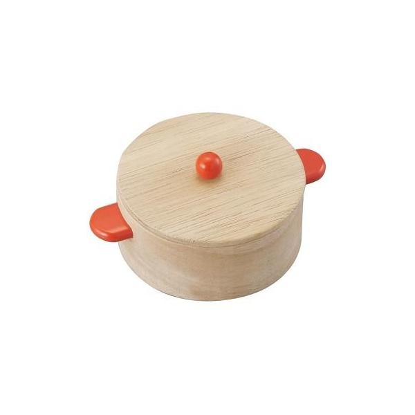 蓋付きで木の温かみが感じられる木製のおなべ。 食材を入れて、スープやカレーを作りましょう♪子どもたちの手にちょうどいい大きさです。両手なべ仕様なので、左右どちらの利き手でも遊びやすく、オシャレなオレンジの持ち手がアクセントになります。両手で...