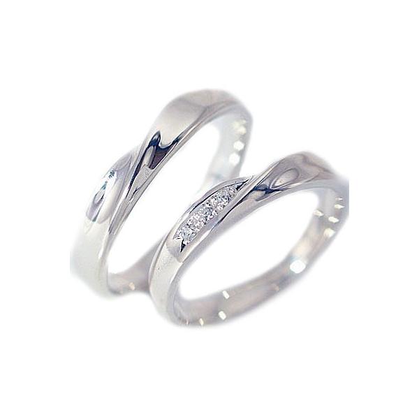 ダイヤモンド ホワイトゴールド 結婚指輪 ペアリング マリッジリング 2本セット K10wg ダイヤ 0.03ct｜ma38｜01