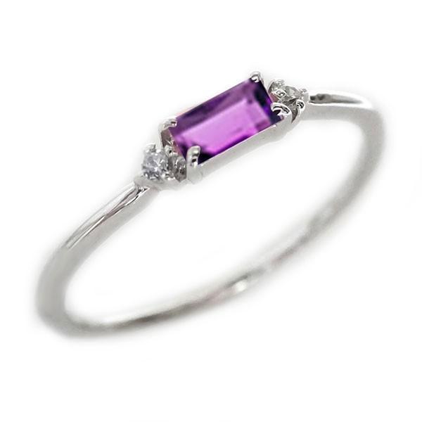 アメジスト リング バケットカット プラチナ900 2月誕生石 天然石 角 カラーストーン Pt900｜ma38