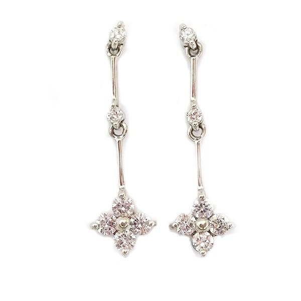 K18WG ダイヤモンドロングピアス