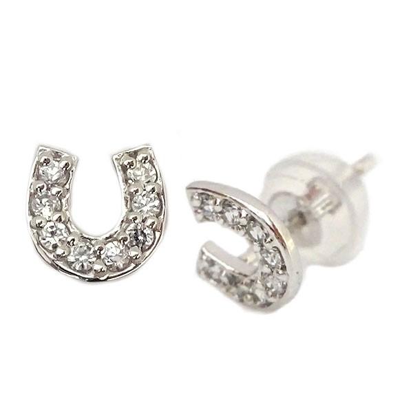 馬蹄 ダイヤモンド ピアス プラチナ900 ホースシュー Pt900 ダイヤ 0.12ct