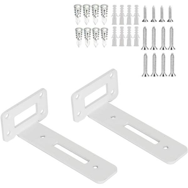 【高品質素材】棚受け金具は厚さ3.5ｍｍの高品質鋳鉄製で出来ております。一体成型、非溶接構造です。こちらの商品は設置壁面のダメージを軽減する、軽量タイプデザインになっております。塗装はお洒落なホワイトになります。【商品仕様】セット内容：ブラ...